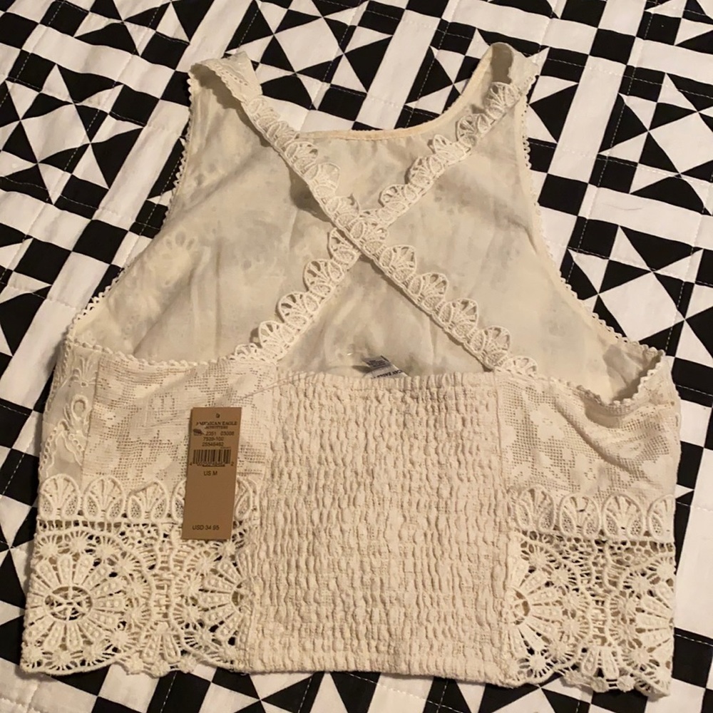 American Eagle Outfitters Cream Lace Crop Top